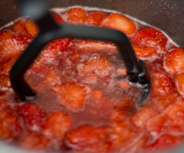 strawberry jam in a pan