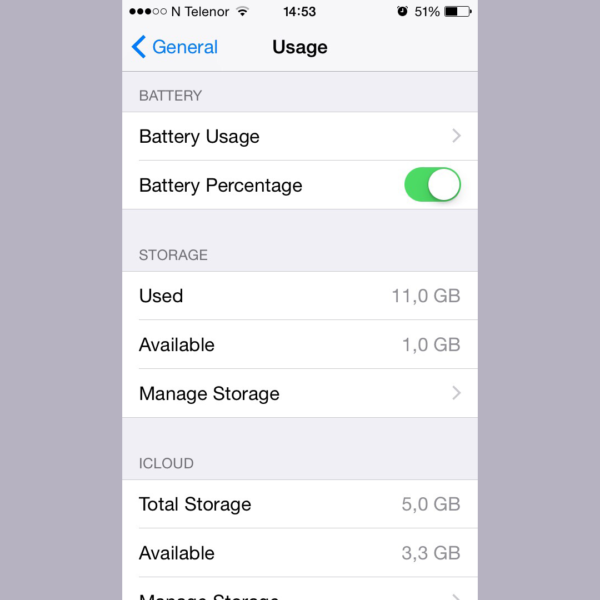 iPhone Storage Screen