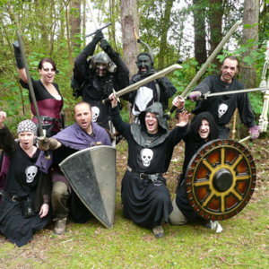 LARPing Group in Woods