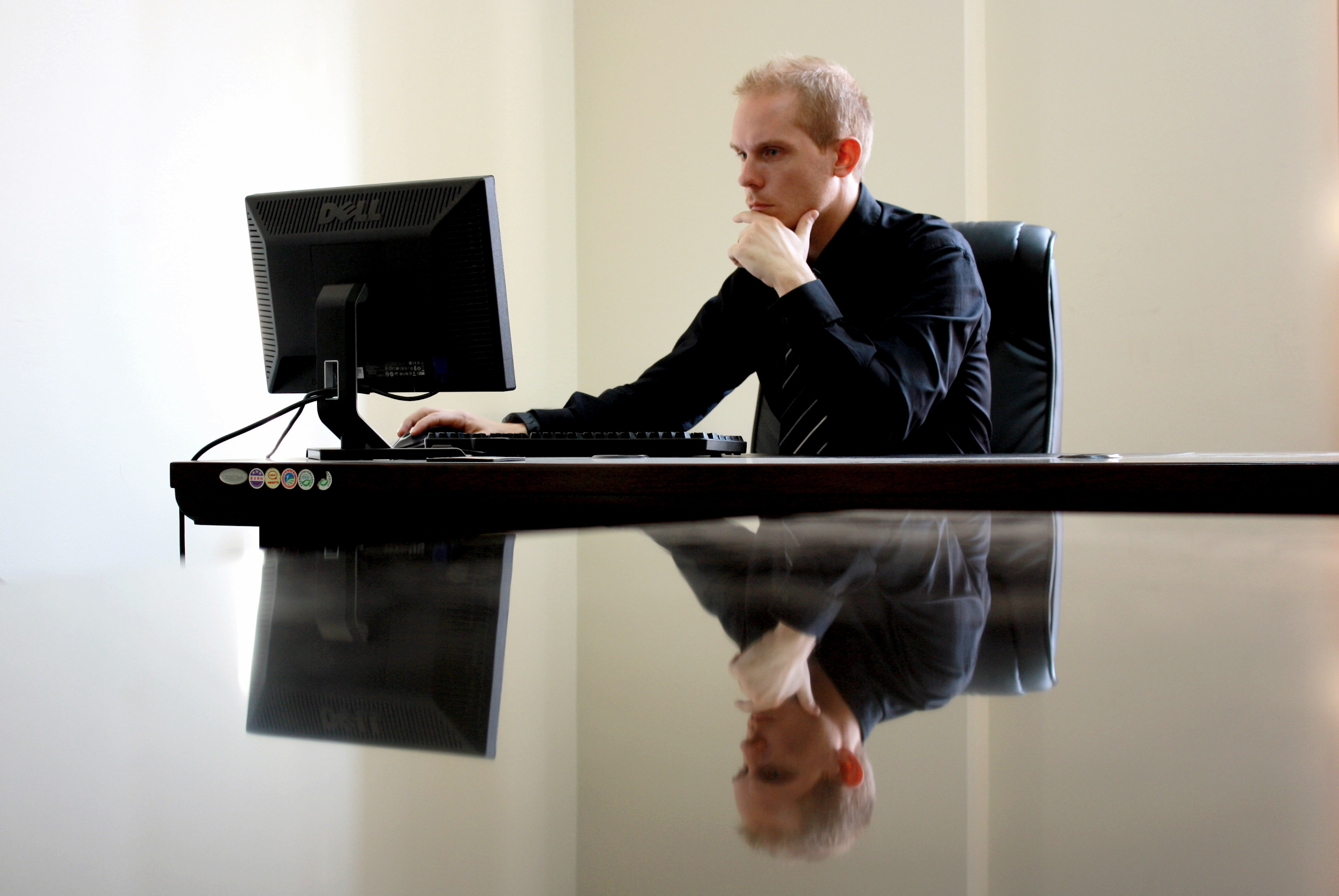 Man using computer at desk