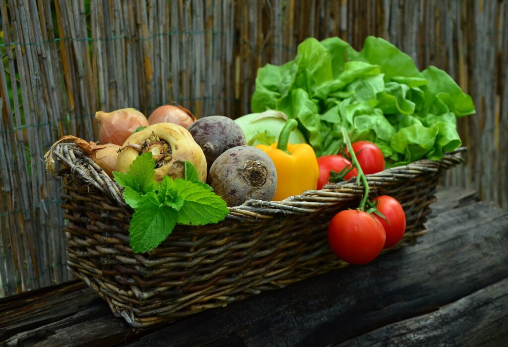 Basket of vegetables and fruit