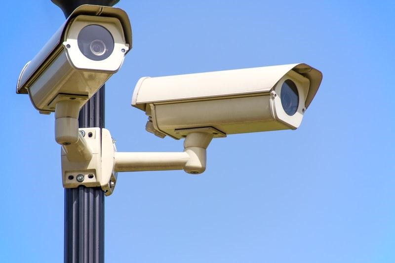 Security cameras on pole