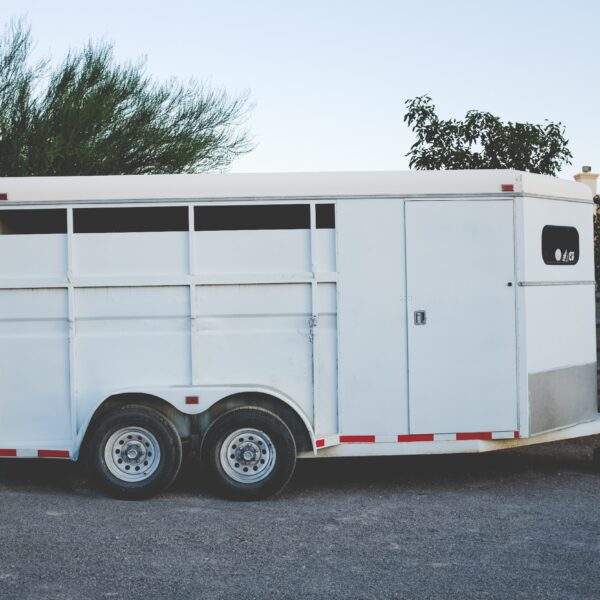 White enclosed cargo trailer