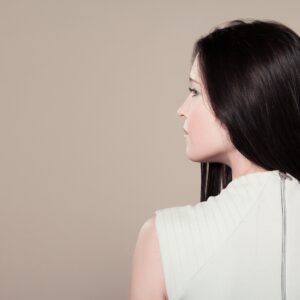 Back of woman with long hair