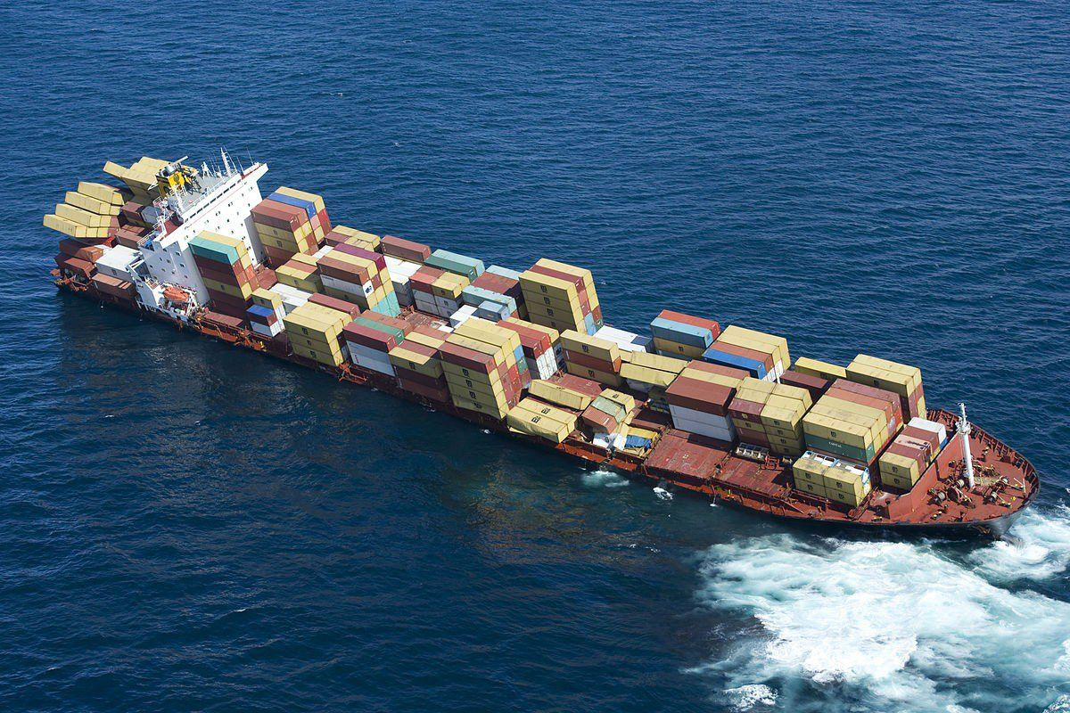 Shipping containers on vessel