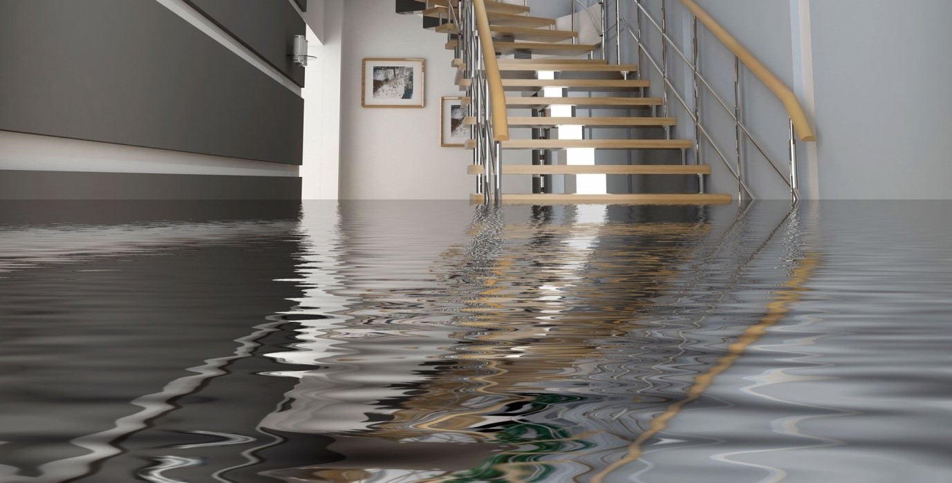 Staircase in flooded house