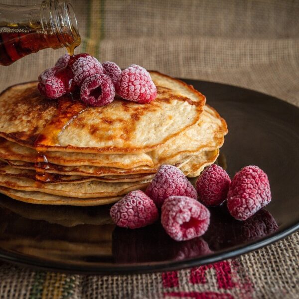 Pancakes and raspberries