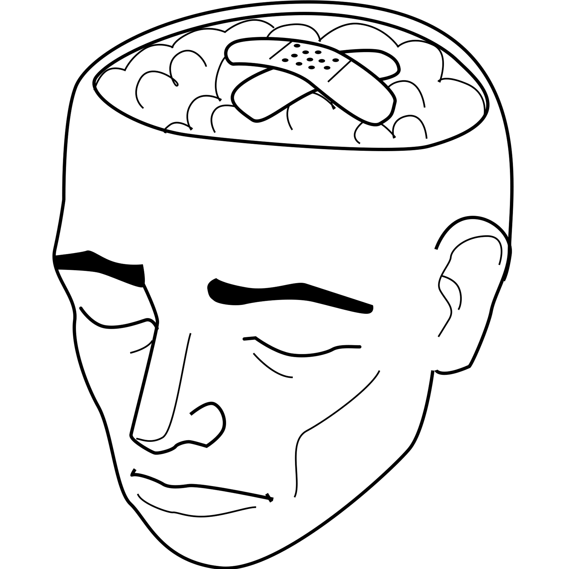 Drawing of a band-aid on brain