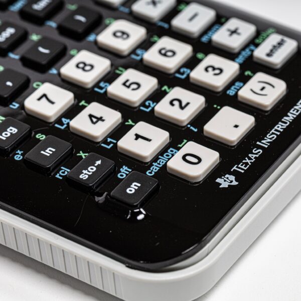 Black and white Texas Instruments calculator