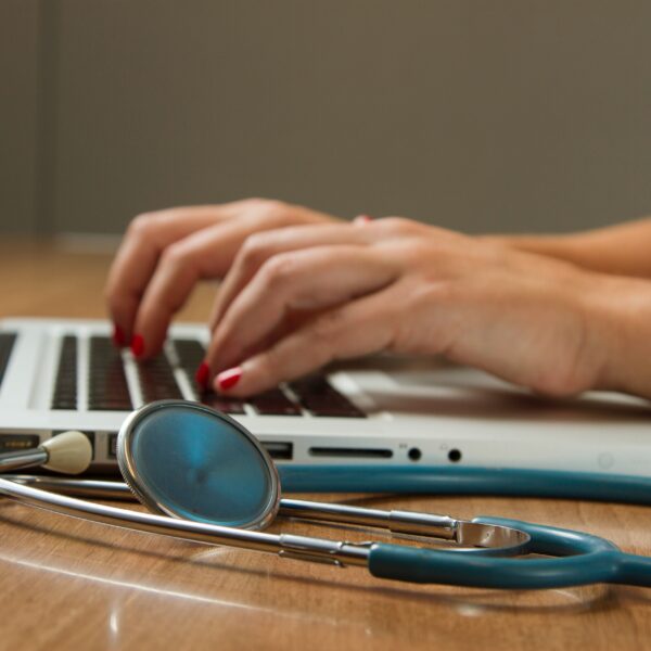 Stethoscope and laptop
