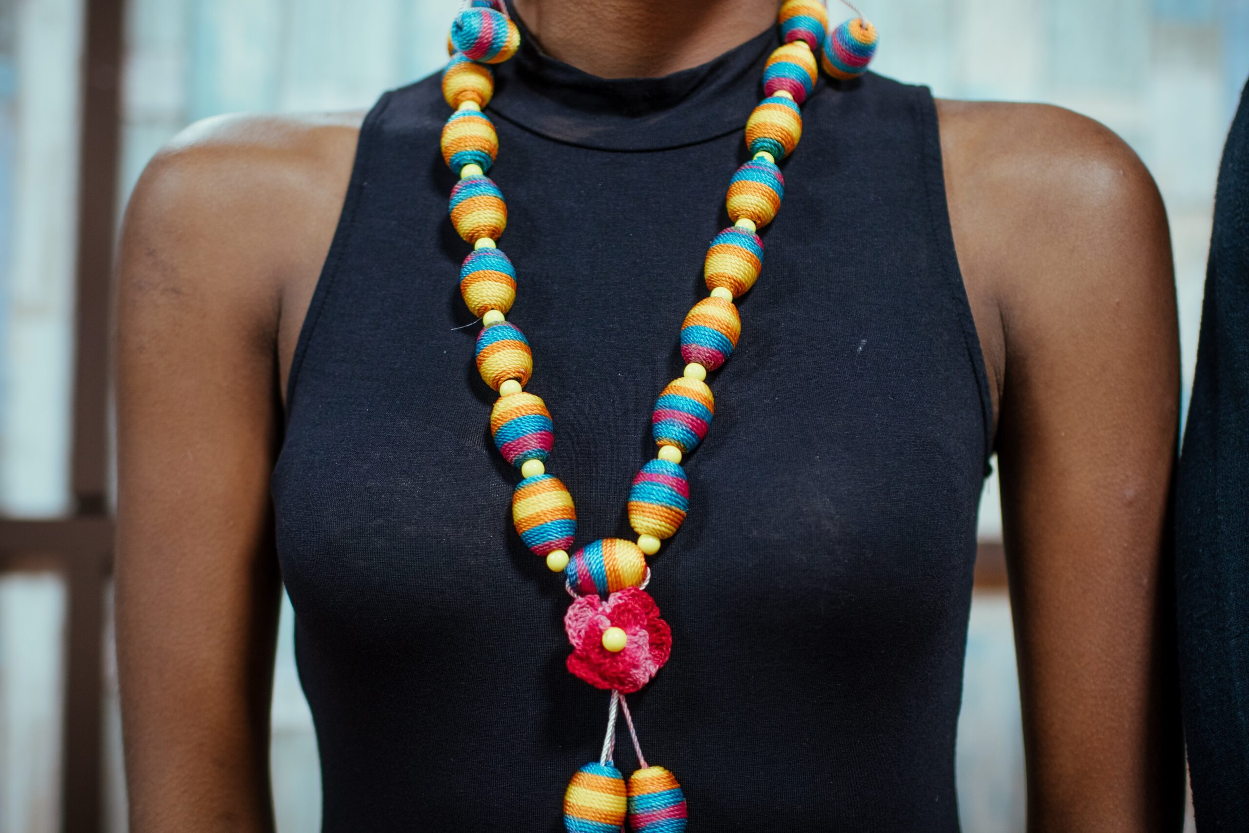 Woman wearing a necklace