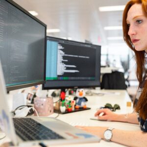 Woman using Visual Studio Code