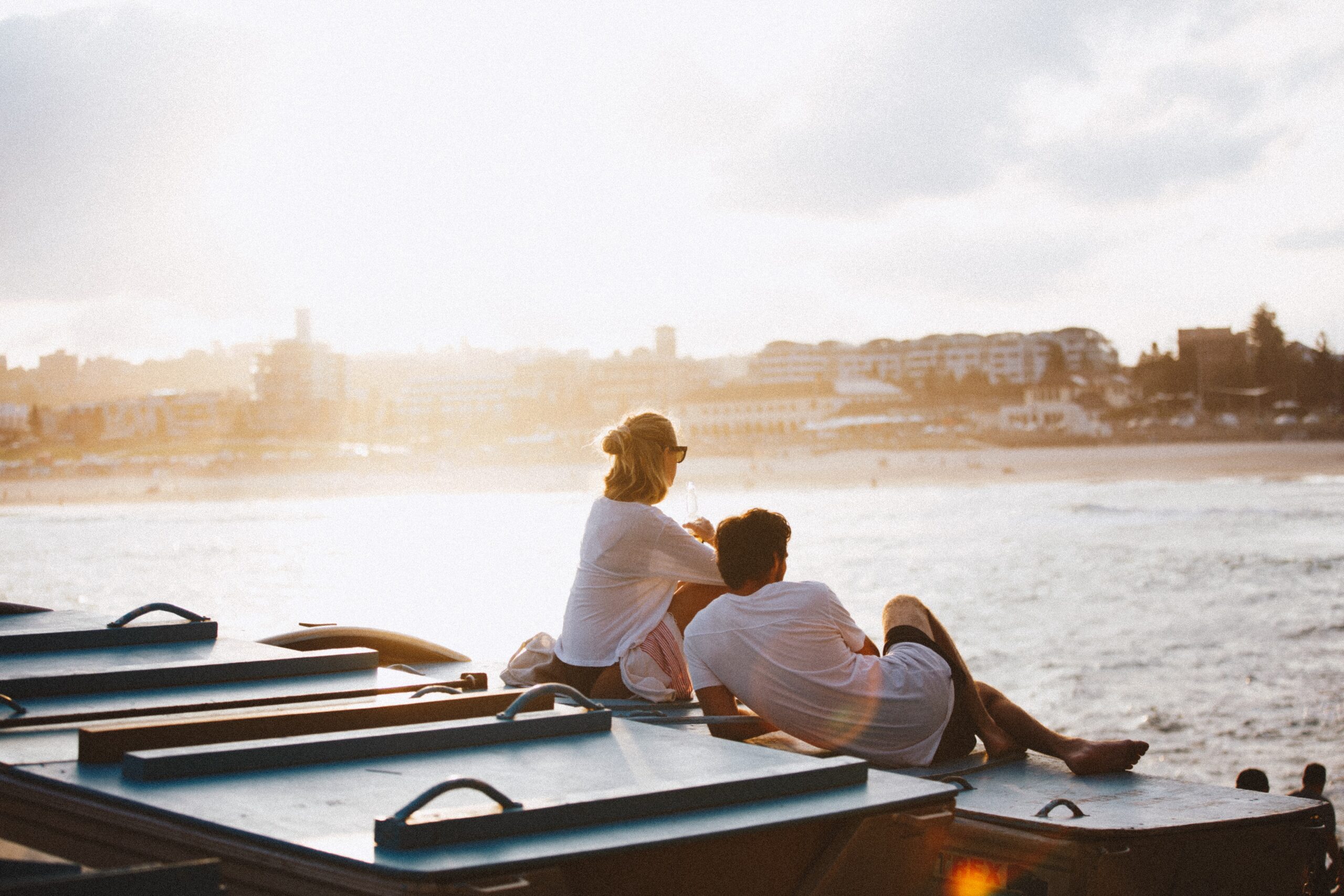 Couple on a boat in Sydney, Australia