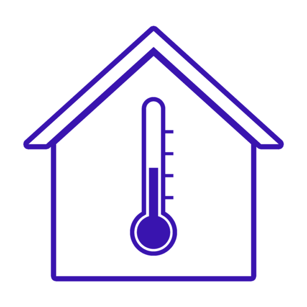 Drawing of a house with a thermometer in the middle