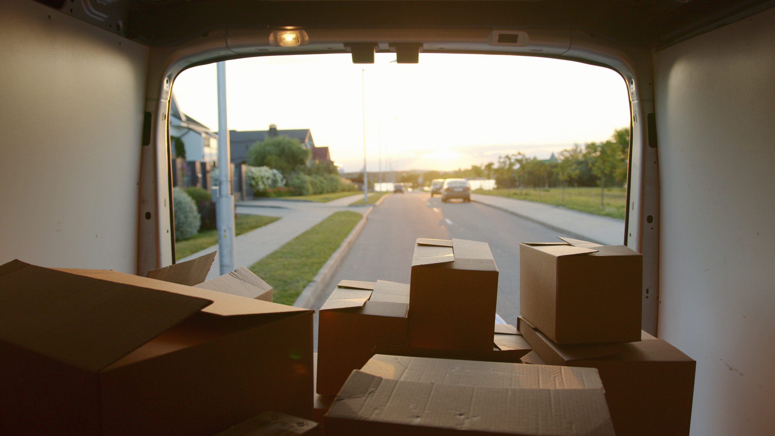 Boxes in a moving van