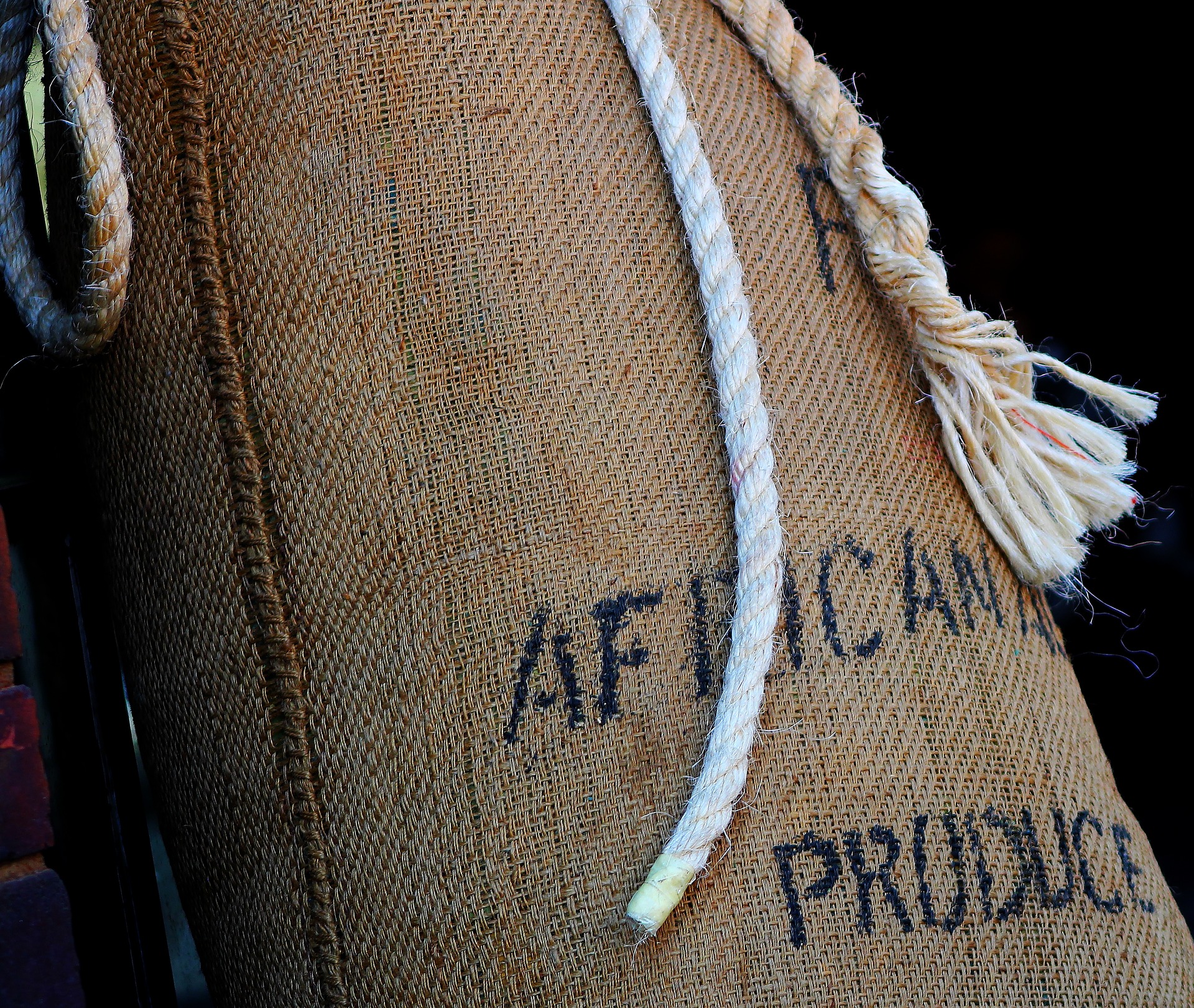Sack of African coffee beans