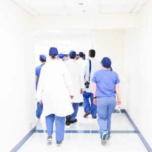 Doctors in corridor at Hospital Muguerza, Monterrey, Mexico