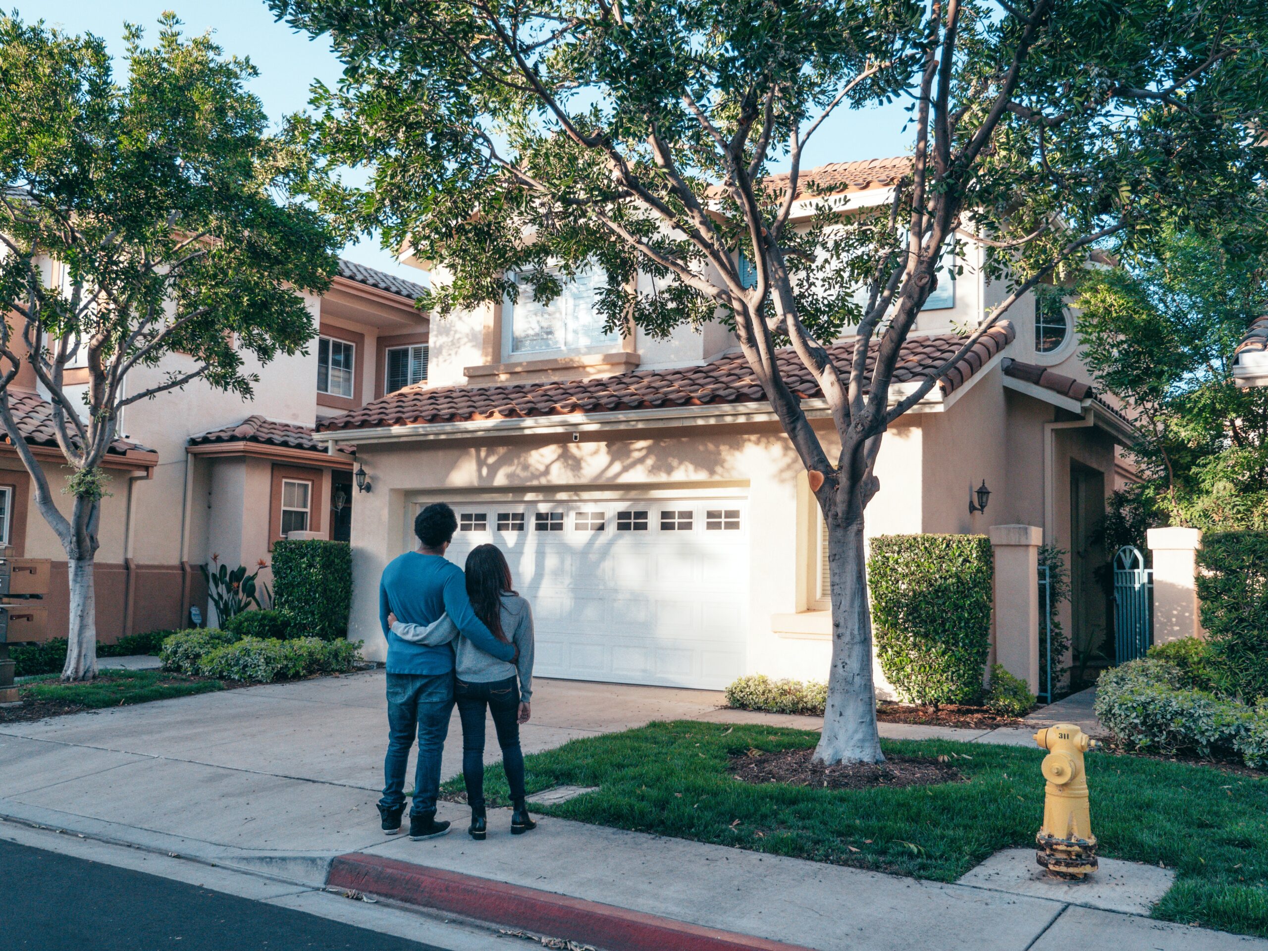 Couple looking at a house
