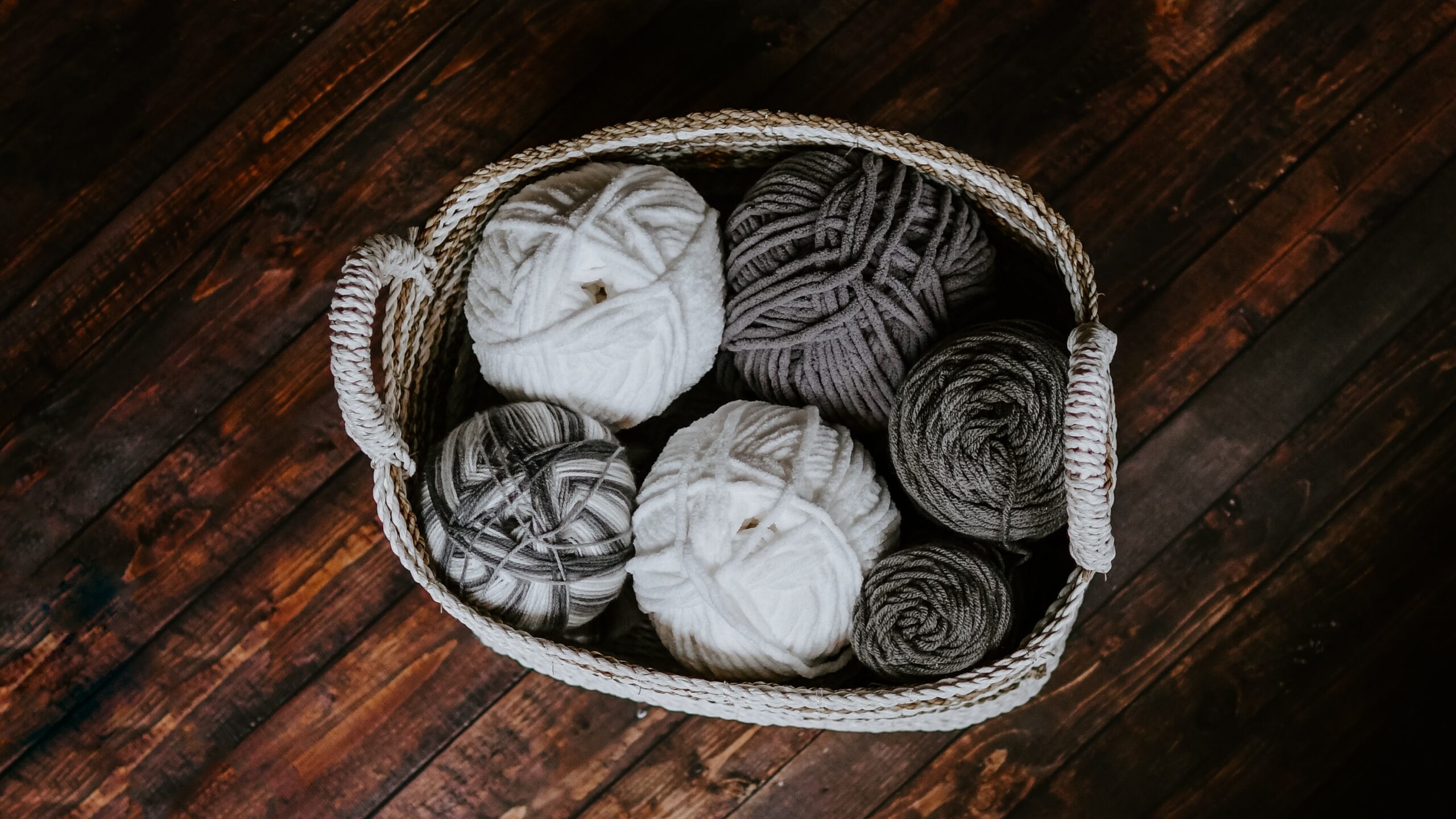 Balls of yarn in a basket