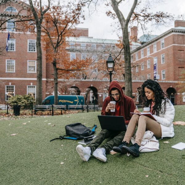 Students on a university campus