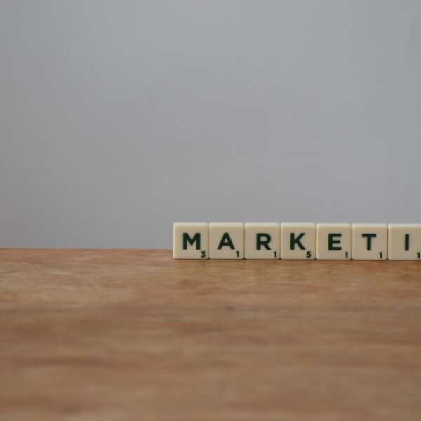 "Marketing" spelled out in Scrabble tiles