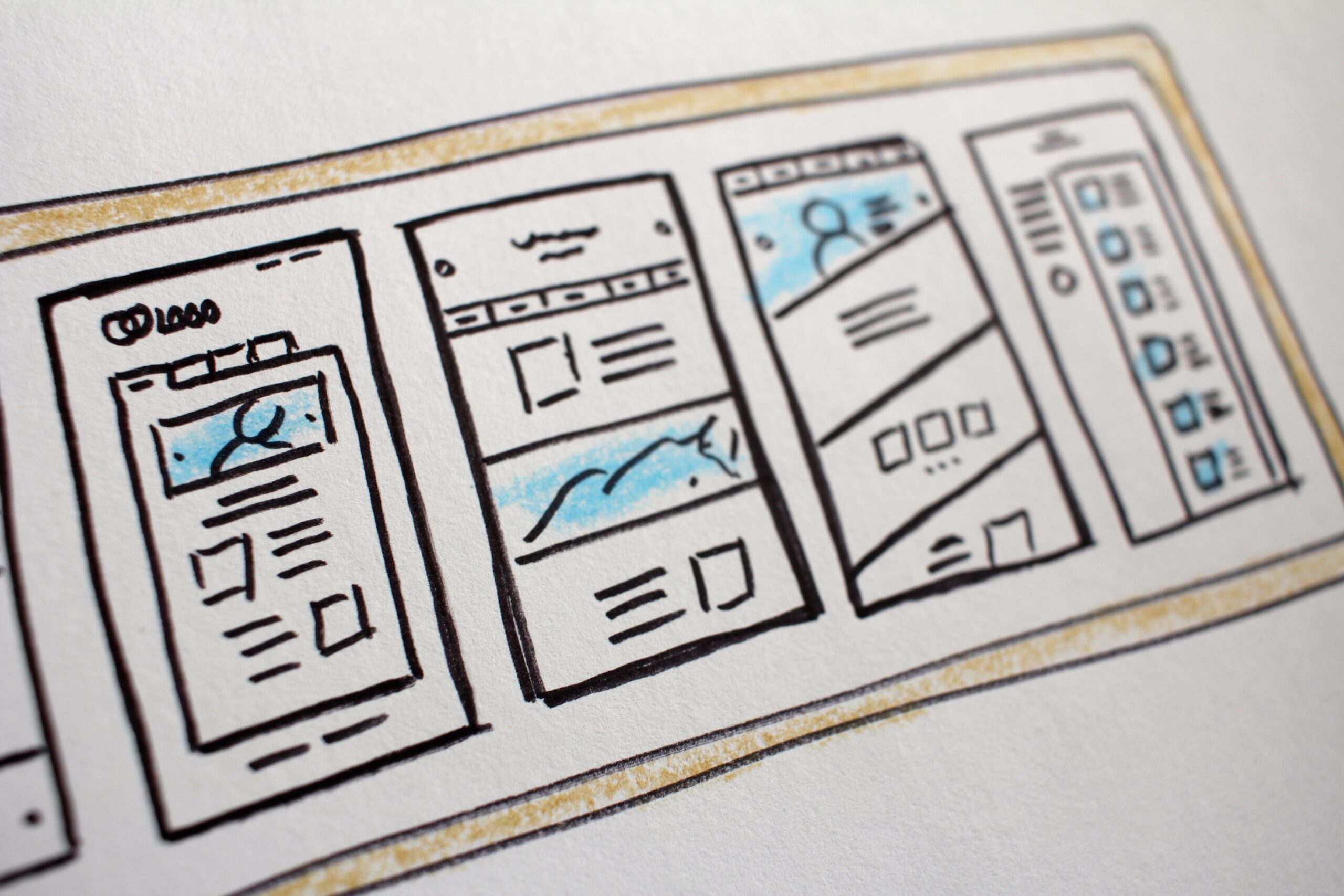 Website page layout sketches