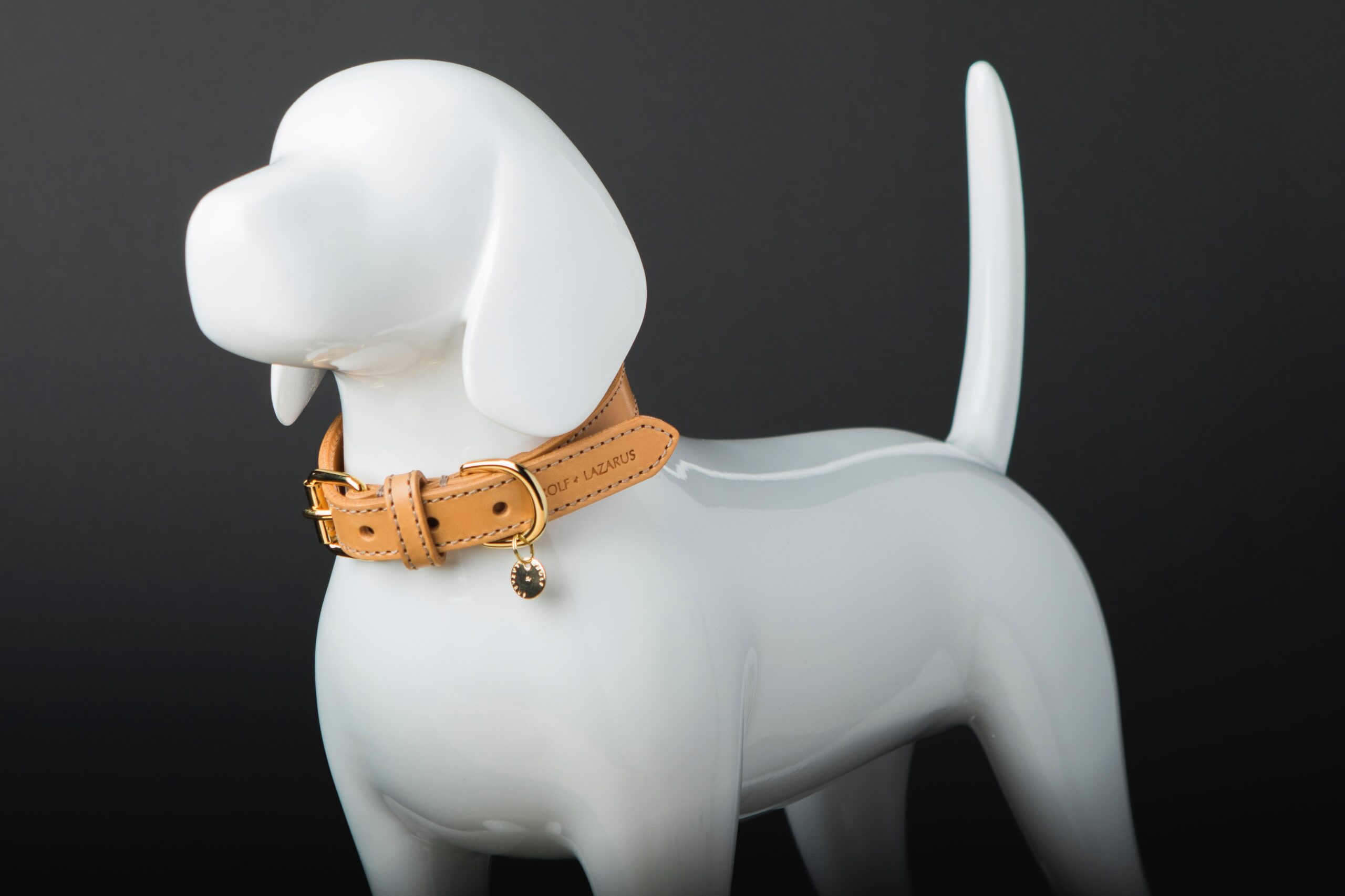 Dog collar on a dog statue