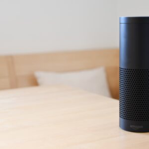 Black Amazon Echo on a table