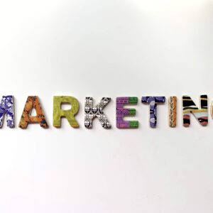 Colourful letters that spell out the word "MARKETING"
