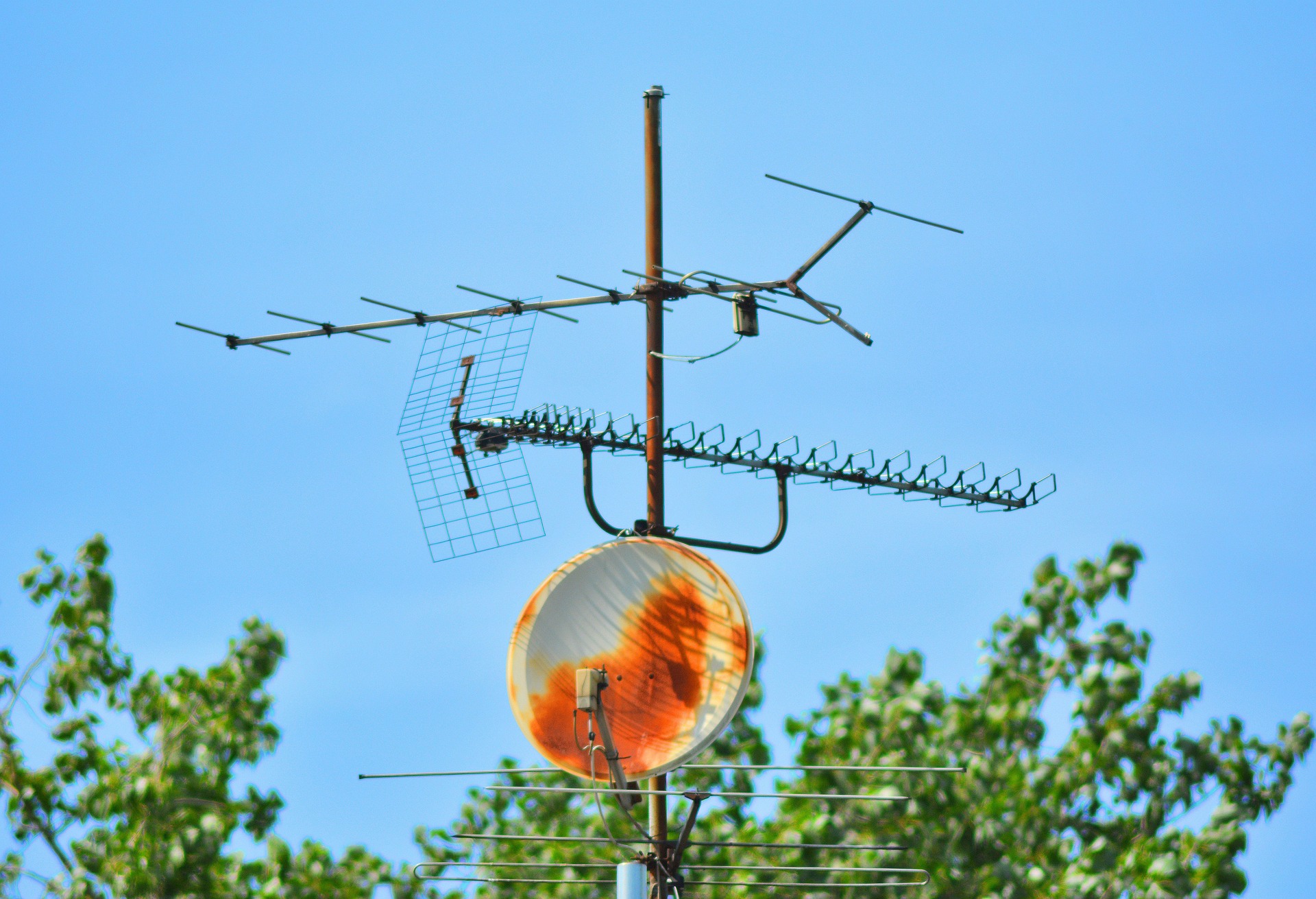 TV satellite and aerial